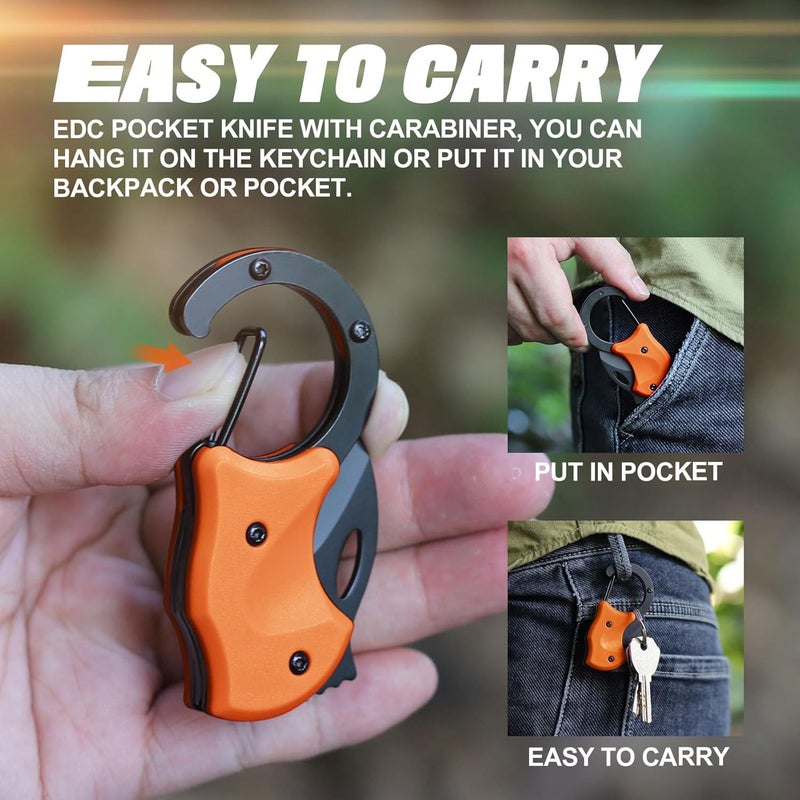 ZAVIT Small Pocket Knife for Men, EDC Box Cutter, Gifts for Men Women, Gifts ldea for Camping Fishing Hiking, Christmas Birthday Gift, Everyday Carry Knife, O-range - Image 4